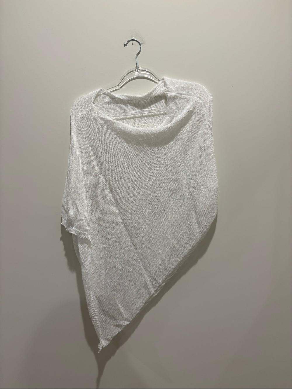 White Asymmetric Knit Poncho Top